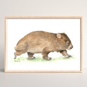 Digital Download Watercolour Wombat Artwork- Australian animal prints, landscape wombat print, printable wombat art