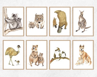 Watercolor Australian Animal Print Set