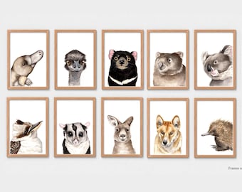 Set of 10 Watercolour Native Australian Animal Prints
