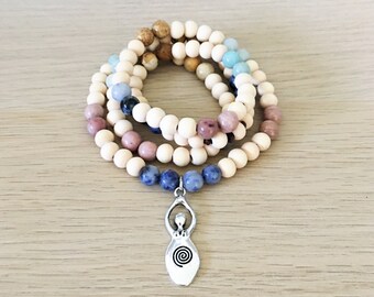 Goddess Mala Necklace with Carnelian Citrine Amethyst Mala Beads \u2022 Yoga Gift for Her \u2022 108 Prayer Beads