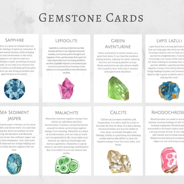 Crystal Description Card Etsy