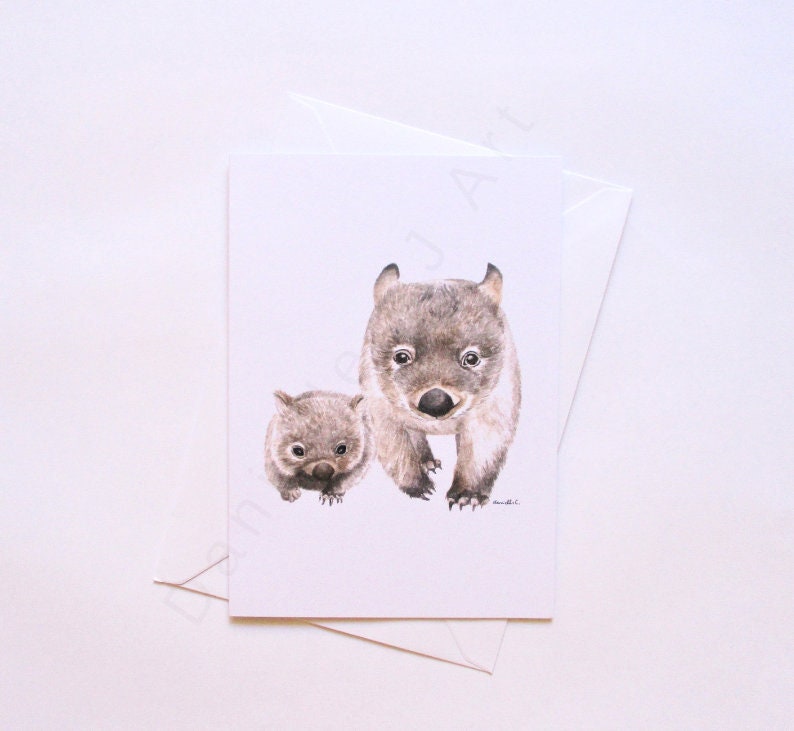 Wombat Australian Greeting Card Blank Inside