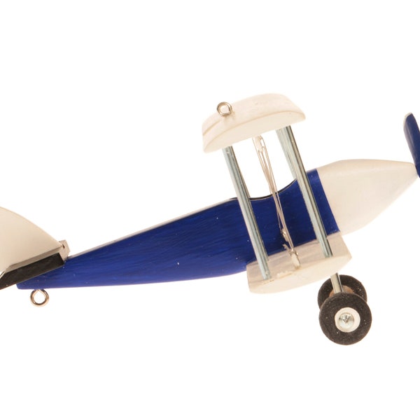 Hanging Airplane, Blue White Black, For Children, Nursery Decor, Little Biplane, Decorative wooden airplane,  Collectible, FREE SHIPPING!