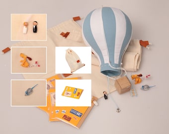 Hot Air Balloon Decor, Hanging Nursery Decoration with Figurine for Baby Shower or Weddings