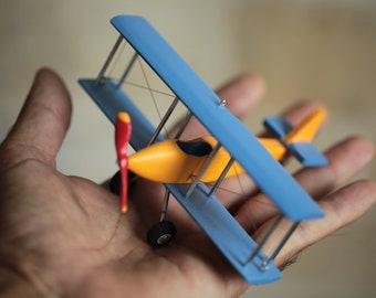 Airplane Mobile Ceiling, Decorative Wooden Biplane Nursery Decor for Travel Theme Adventures