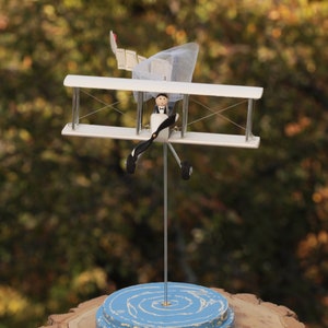 Airplane on stand with personalization banner, custom centerpiece for wedding table. Mr and Mrs gifts. image 8