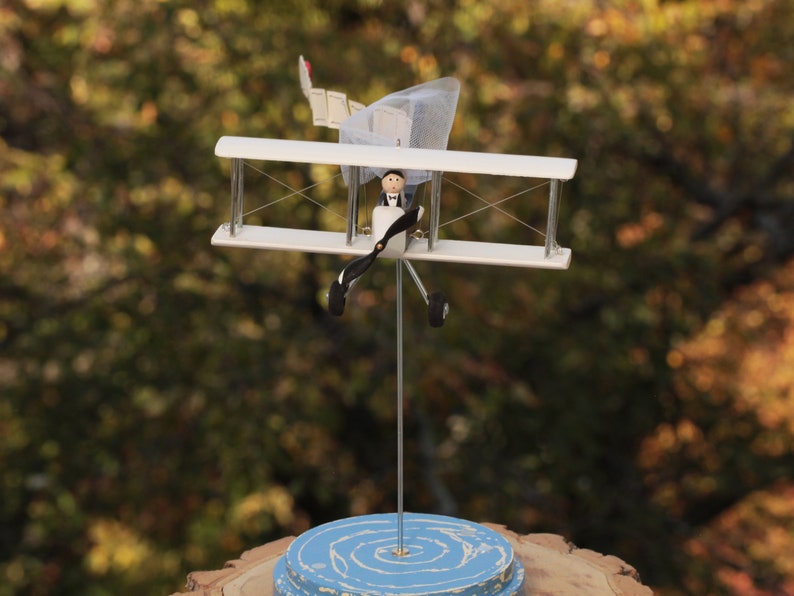 Airplane on stand with personalization banner, custom centerpiece for wedding table. Mr and Mrs gifts. image 8