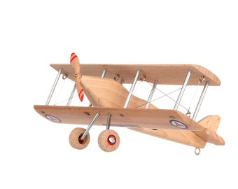 Handmade Beech Wood Biplane Model, Hanging Airplane Decor, Vintage Aircraft Gift, Aviation Room Decoration