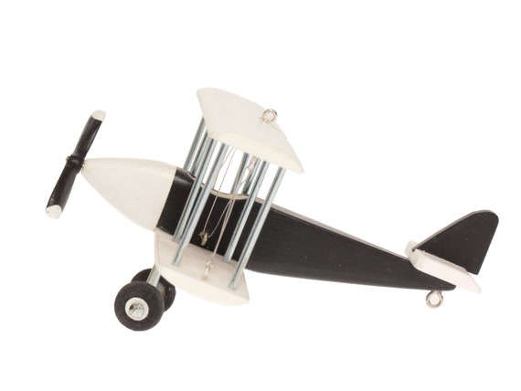 Mobile bébé avion, 4 avions suspendus exclusifs blancs noirs, artisanat  décoratif en bois fait à la main, pépinière thème voyage, cadeau de douche  de bébé/pilote -  France