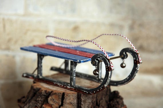 Small Wooden Sled Santa Sleigh Christmas Decorations Etsy