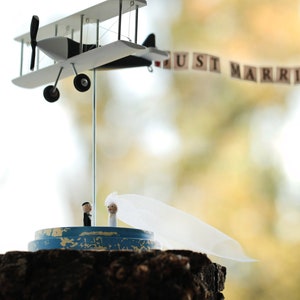 Airplane on stand with personalization banner, custom centerpiece for wedding table. Mr and Mrs gifts. image 7