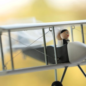 Airplane on stand with personalization banner, custom centerpiece for wedding table. Mr and Mrs gifts. image 4