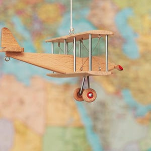 Beech Hanging Airplane Mobile, Decorative Wooden Airplane for Travel Theme Nursery, 5 inches image 11