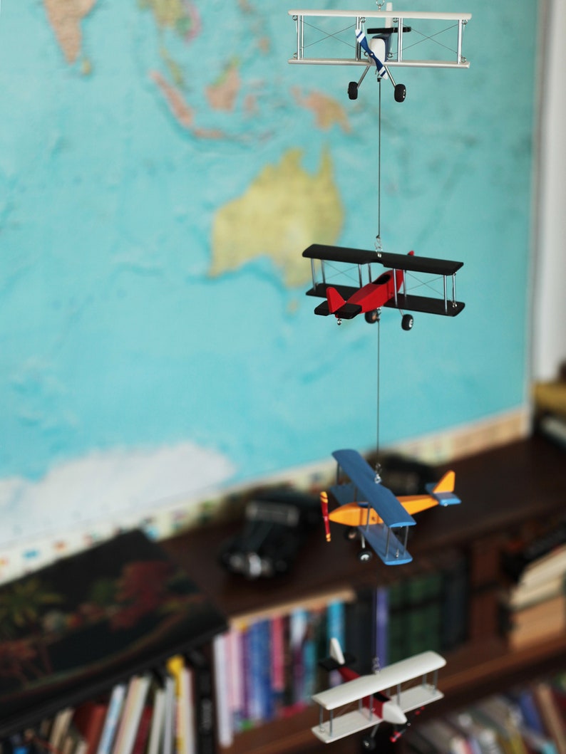 Vertical Colorful Airplane Mobile 4 Hanging Planes Etsy