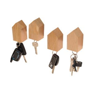 Magnetic keys holder. Oak. Entryway organizer.