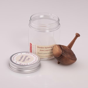 Wooden Spinning Top Model B with Protective Gift Jar – Perfect for Gifting, Storage, and Travel