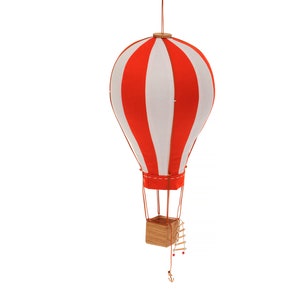 Hot Air Balloon Mobile, Travel theme nursery, Orange and white, Fabric Air Balloon, Hanging nursery decor