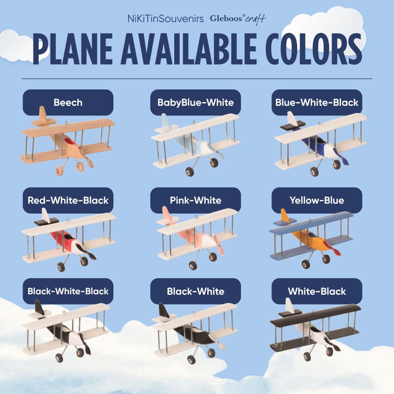 Beech Hanging Airplane Mobile, Decorative Wooden Airplane for Travel Theme Nursery, 5 inches image 3