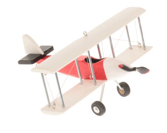 Avion suspendu, objet de collection, rouge blanc noir, pour enfants, décoration de chambre d'enfant, petit biplan, avion en bois décoratif LIVRAISON GRATUITE !