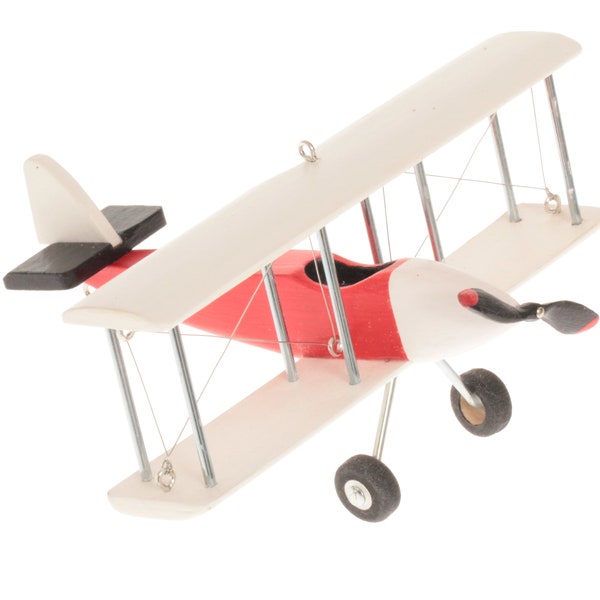 Hanging Airplane, Collectible, Red White Black, For Children, Nursery Decor, Little Biplane, Decorative wooden airplane FREE SHIPPING!