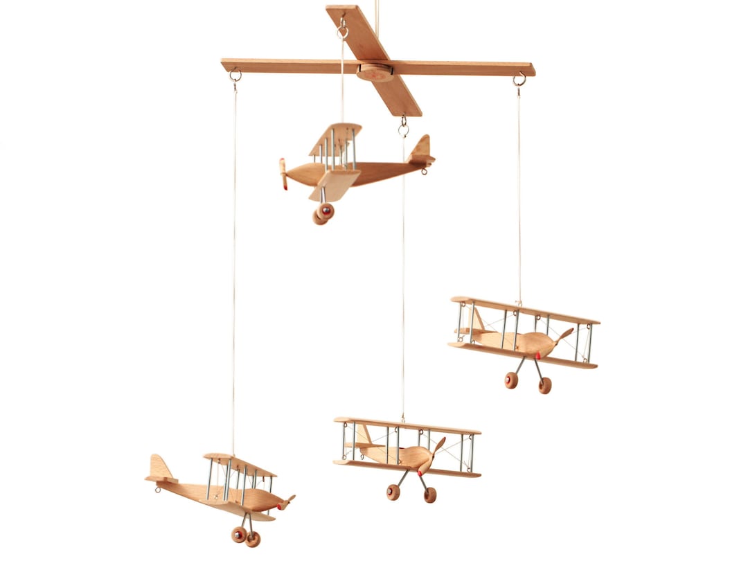 Avion Biplan En Bois Décoratif – 30x27x10 Cm – Style Vintage – Pour Chambre, Salon Ou Bureau