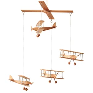 Airplane kids mobile, 4 beech Hanging planes, Decorative wooden airplane, Travel theme nursery, baby shower gift,Model, Nursery Decor mobile
