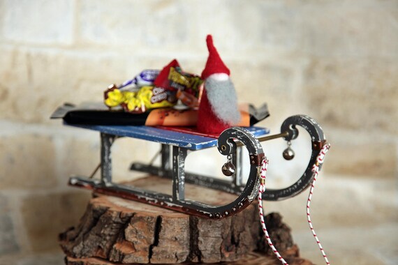 Small Wooden Sled Santa Sleigh Christmas Decorations Etsy