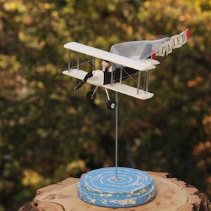 Airplane on stand with personalization banner, custom centerpiece for wedding table. Mr and Mrs gifts. image 3