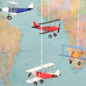 Airplane Mobile, 4 Different Hanging Planes, Decorative Wooden Airplane ...