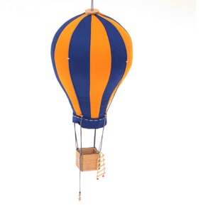 Hanging Balloon, Playroom Decor, Fabric Hot Air Balloon, Mobile, Travel theme nursery, Вlue and yellow, Aerostat,
