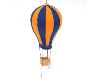 Hanging Balloon, Playroom Decor, Fabric Hot Air Balloon, Mobile, Travel theme nursery, Вlue and yellow, Aerostat,