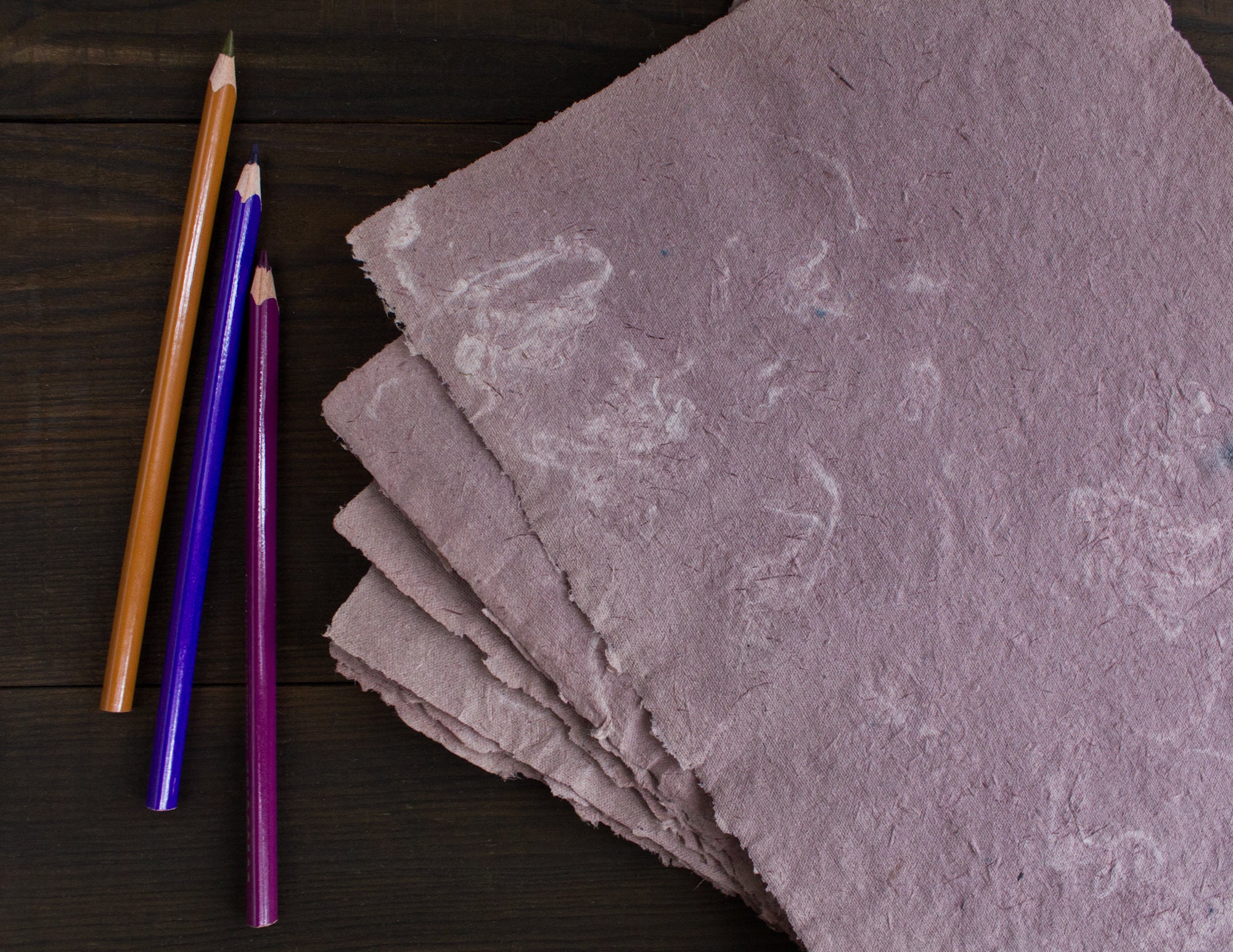 Handmade textured purple writing paper Deckle edge paper Etsy