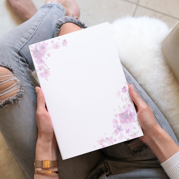 letter writing paper australia Letter writing set note papers two sheets faded pink flowers printable digital download PDF A4