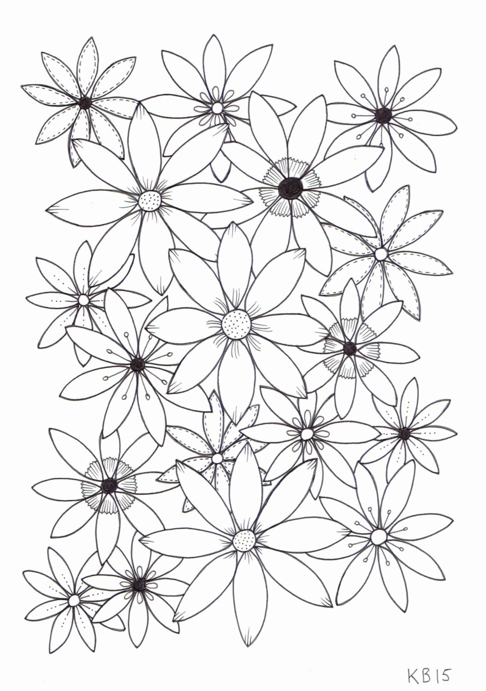 Adult Colouring Page - Flowers 4 - Etsy