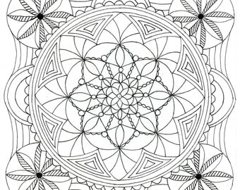 Adult Colouring Page - Square Mandala