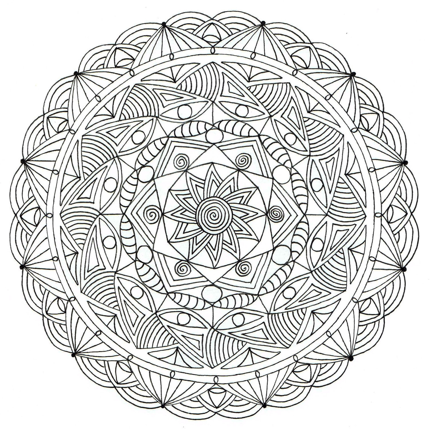 Download Adult Colouring Page Mandala 1 | Etsy