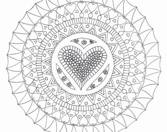 Adult colouring page - Hearts