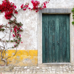 Portugal Print, Colorful Wall Art, Opidos Photo, Gallery Wall Art, Large Wall Art, Door Photography, Cottage Style Art, Europe Photo Art,