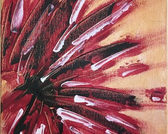 Original acrylic painting "Red Poppy". Red poppy painting. Abstract painting of a ted poppy.