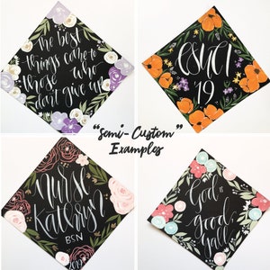 Custom Painted Graduation Cap Toppers | Floral Graduation Cap | Graduation Cap Design