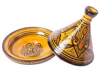 Handcrafted Moroccan Serving Tagine: Serveware in Traditional Art Painting, Decorative Tabelware