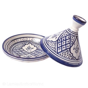 Handcrafted Moroccan Serving Tagine: Traditional Berber Art Glazed Pottery Serveware and Decorative Centerpiece