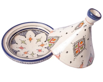 Handmade Moroccan Tagine: Berber Art Glazed Ceramic Serving Dish with Lid, Traditional Serveware