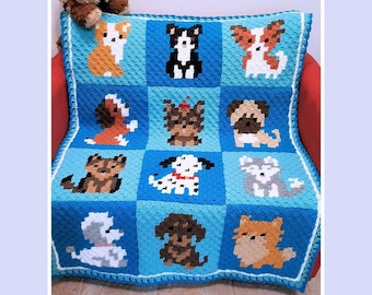 Crochet Pattern Download - Puppy Corner Afghan - Dog Lovers