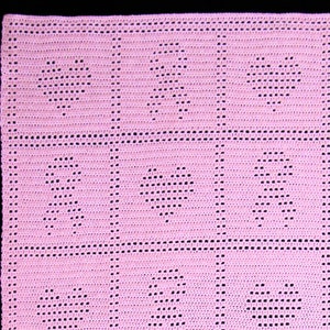 Nedladdning av virkmönster - Awareness Ribbon Filet Afghan - Stöd din sak