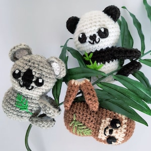 Häkelanleitung Download - Tree Huggers Faultier, Koala und Panda Bär
