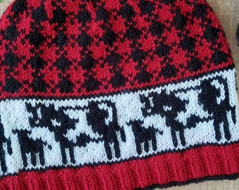 Knit Pattern Download - Cow Country Hat - Fair Isle Hat featuring Cows, Calves and Plaid