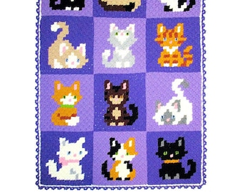 Crochet Pattern Download - Kitty Corner Afghan - Cat Lovers
