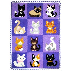 Crochet Pattern Download - Kitty Corner Afghan - Cat Lovers