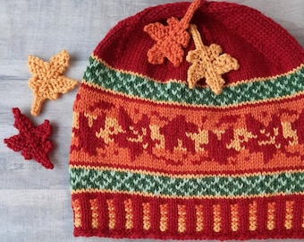 Knit Pattern Download - Drifting Maple Leaves Hat